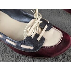 Cole‎ Haan x NikeAir 7B Flats Collab Burgundy Satin Colorblock Bow Ballet D23470